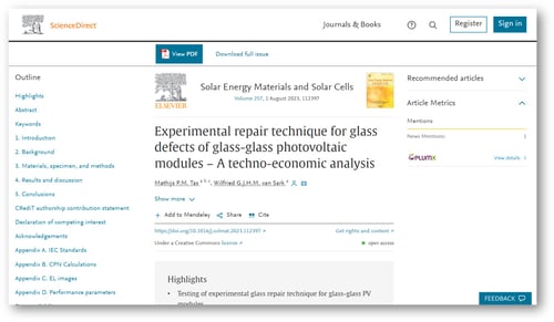 6 - Methodology to repair glass in double-glass solar panels