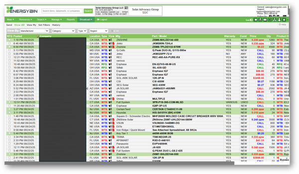 EnergyBin Broadcast Table sample