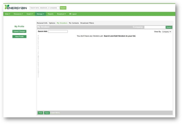 Set up My Vendors on EnergyBin_1