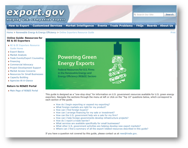 REEE Portal on Export.Gov